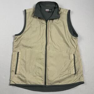 90s Nylon Fleece Lined Vest Men Medium Green Khaki Full Zip 3 Season Prospirit